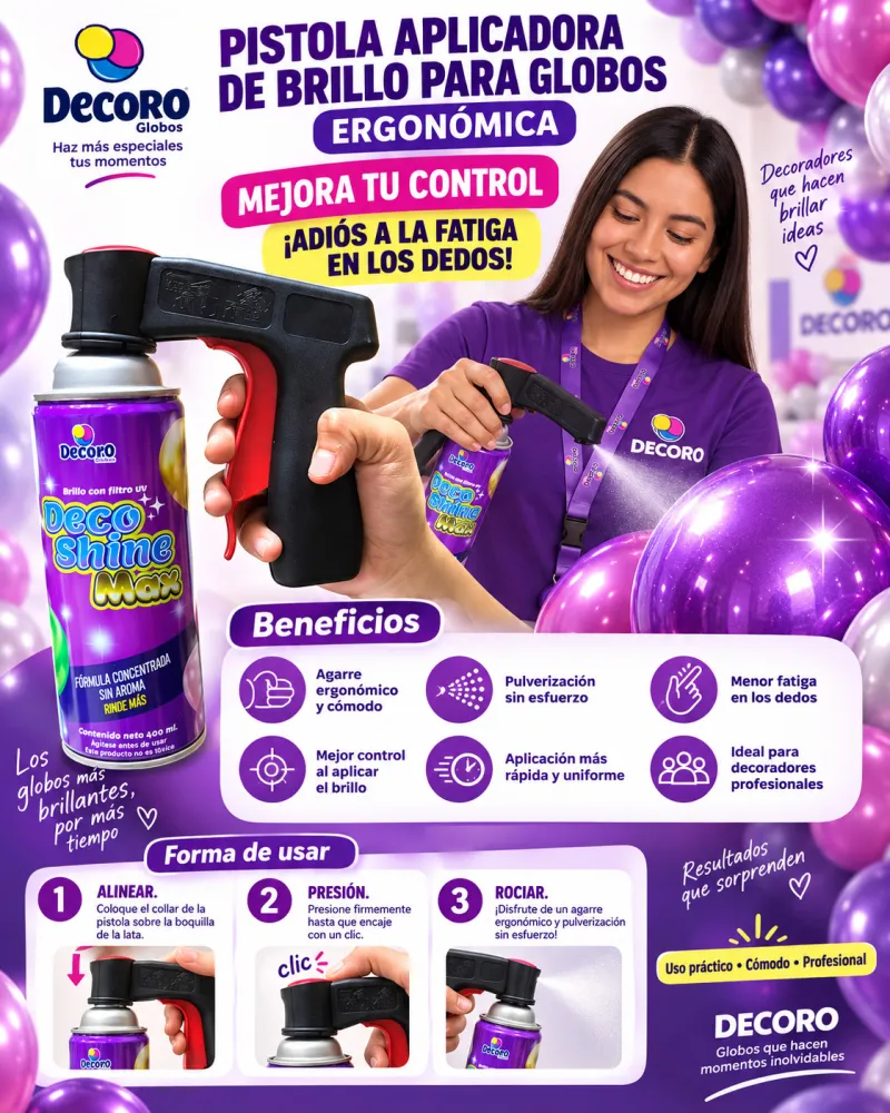 PISTOLA APLICADORA DE ABRILLANTADOR/BRILLO PARA GLOBOS 